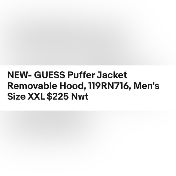 NWT Guess Blue Men’s XXL Puffer Jacket Removable hood - Picture 5 of 8